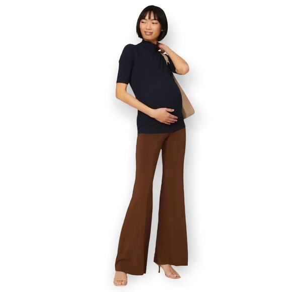 HATCH Navy Blue Ribbed Rowan Maternity Top-2 - Picture 1 of 9